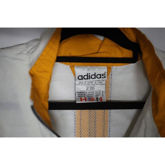 Vintage Adidas Windbreaker Jacket White & Yellow Stripe Logo Large - Picture 5 of 12